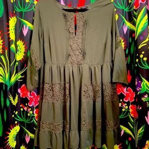 Torrid Olive green tiered lace skater dress